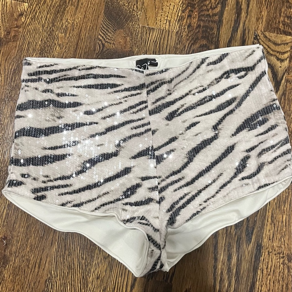 Windsor Sequin Zebra Print Shortie Shorts Size M